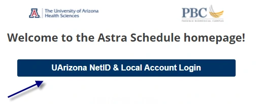 Astra Scheduling Login Button