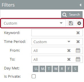 Event list custom filter