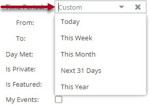 filter panel keyword and date range